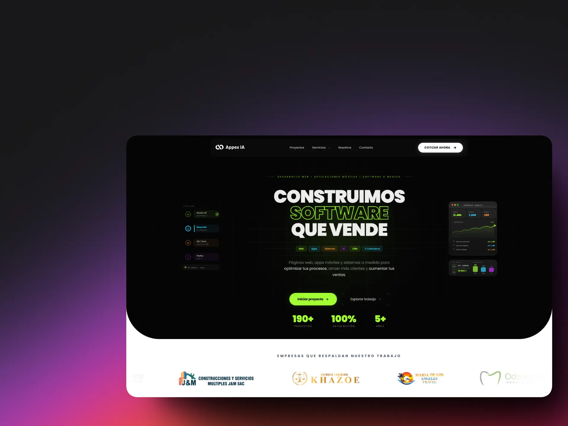 Captura de pantalla del proyecto Appex IA