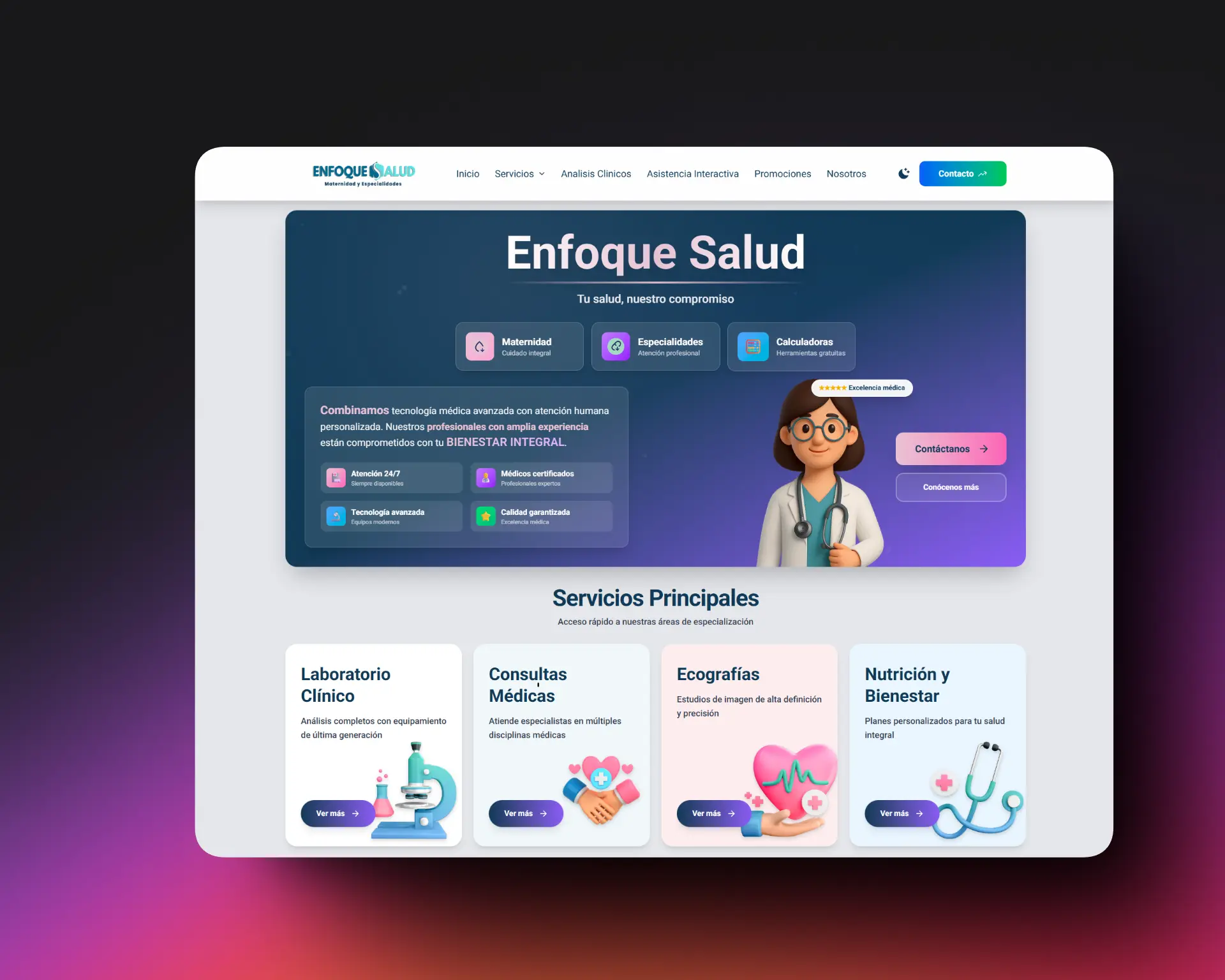 Captura de pantalla del proyecto Clínica Enfoque Salud